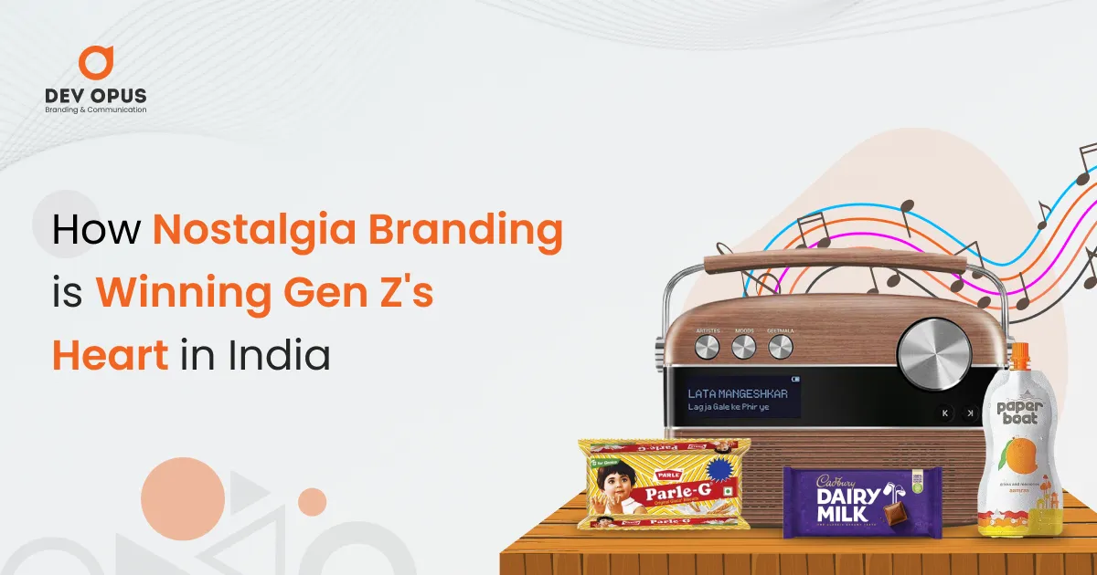 Banner showing nostalgic Indian brands and a vintage radio, with the headline on how nostalgia branding wins Gen Z in India.